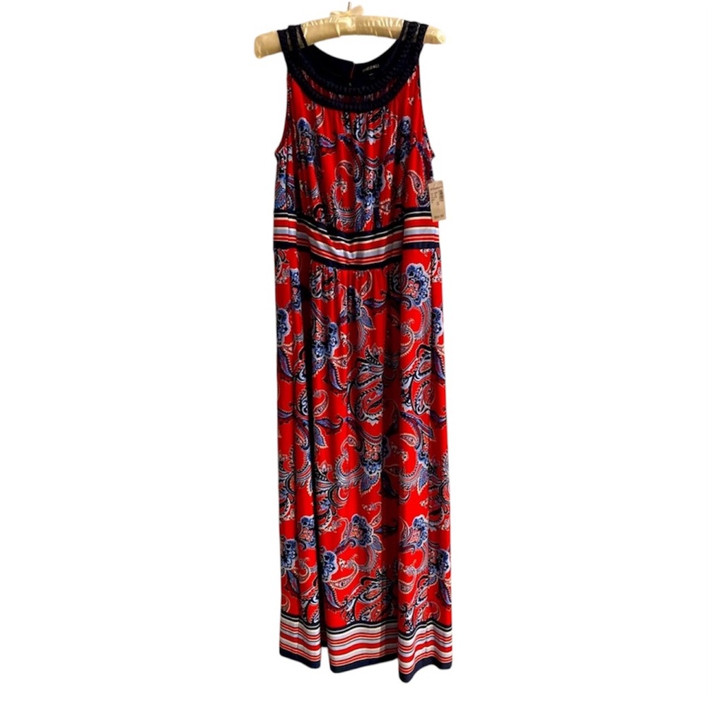 Roz & Ali Red and Blue Floral Maxi Dress